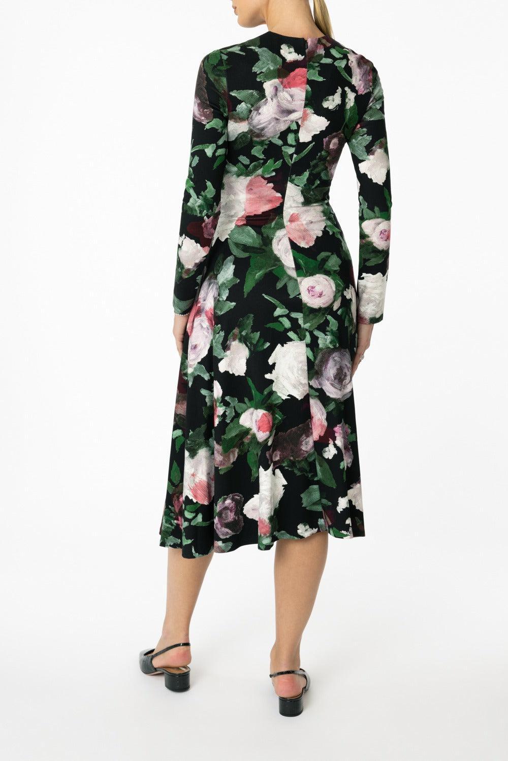 Long Sleeve Draped Dress-PTDRSBLK-4-CLOTHINGDRESSCASUAL-ERDEM