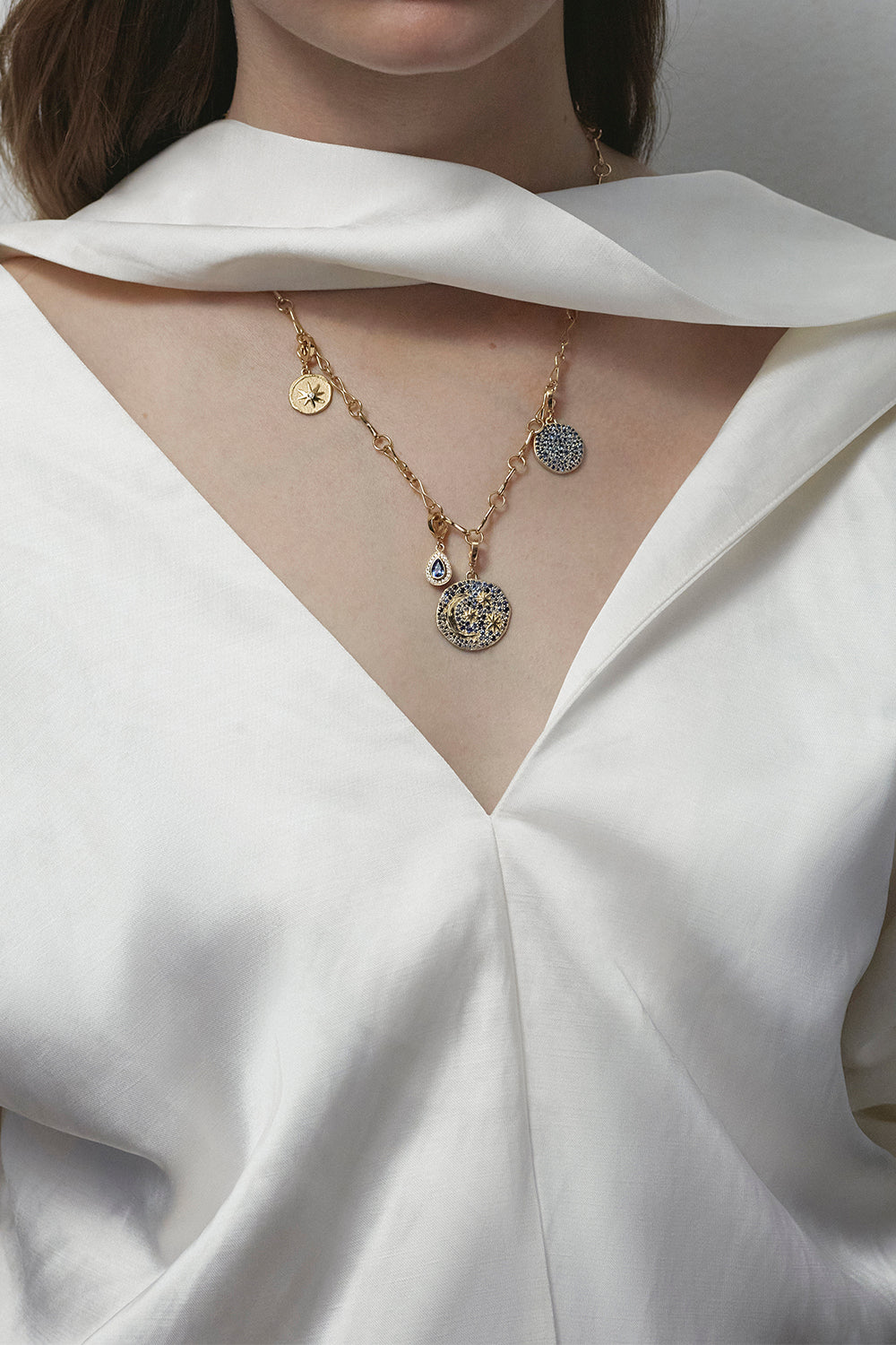 Sapphire Midnight Coin Pendant