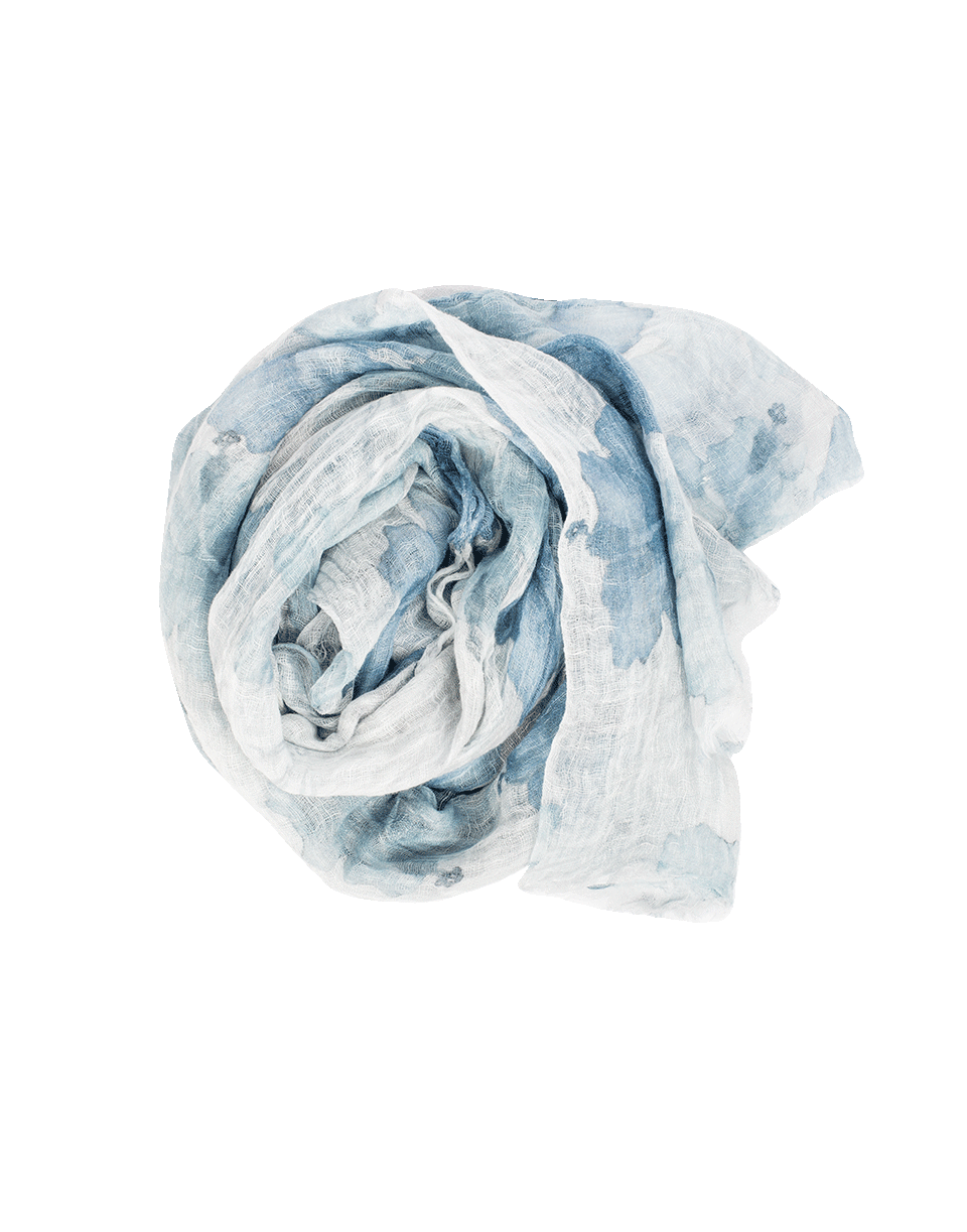 BRUNELLO CUCINELLI-Linen Floral Print Scarf-CLOUD
