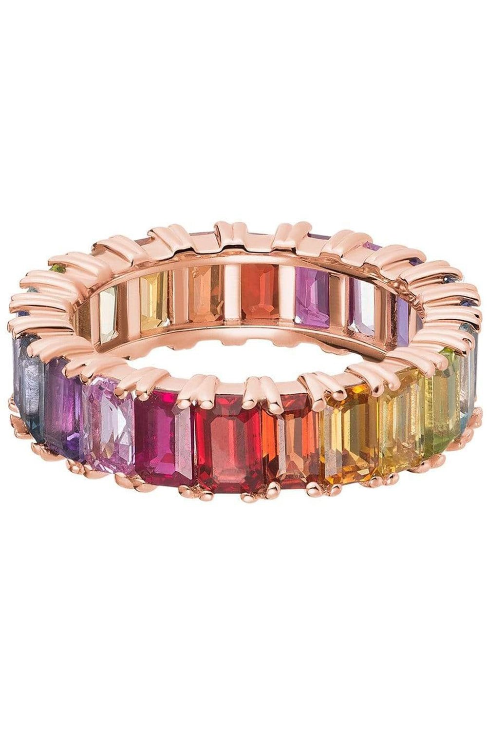 CARBON & HYDE-Rainbow Emerald Eternity Band - Rose Gold-