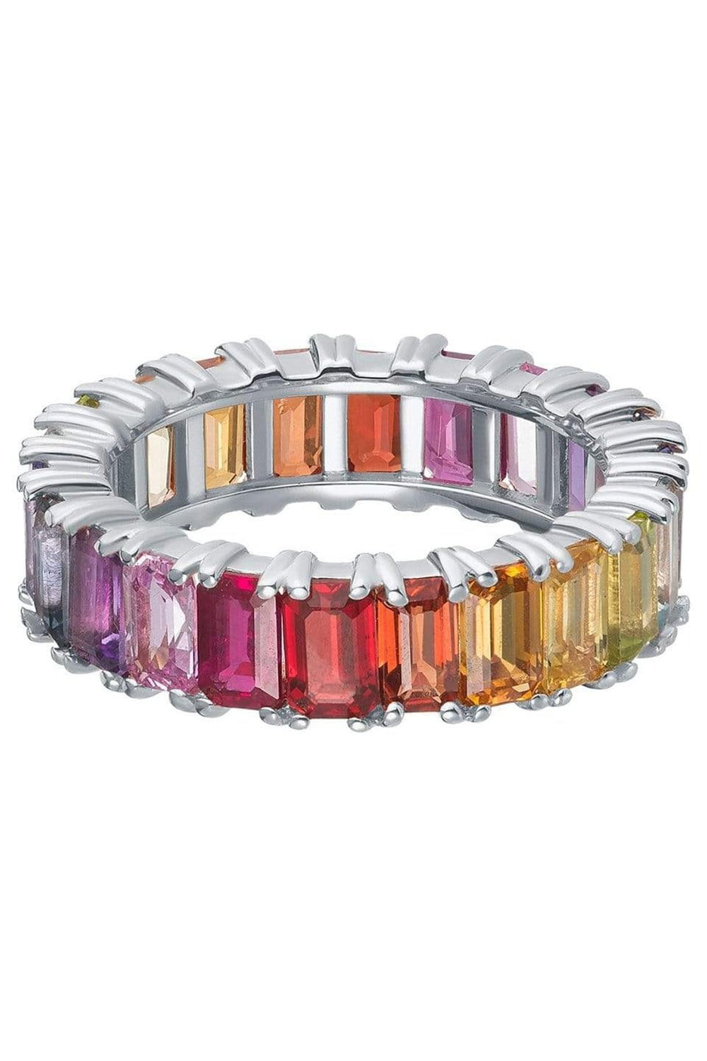 CARBON & HYDE-Rainbow Emerald Eternity Band - White Gold-