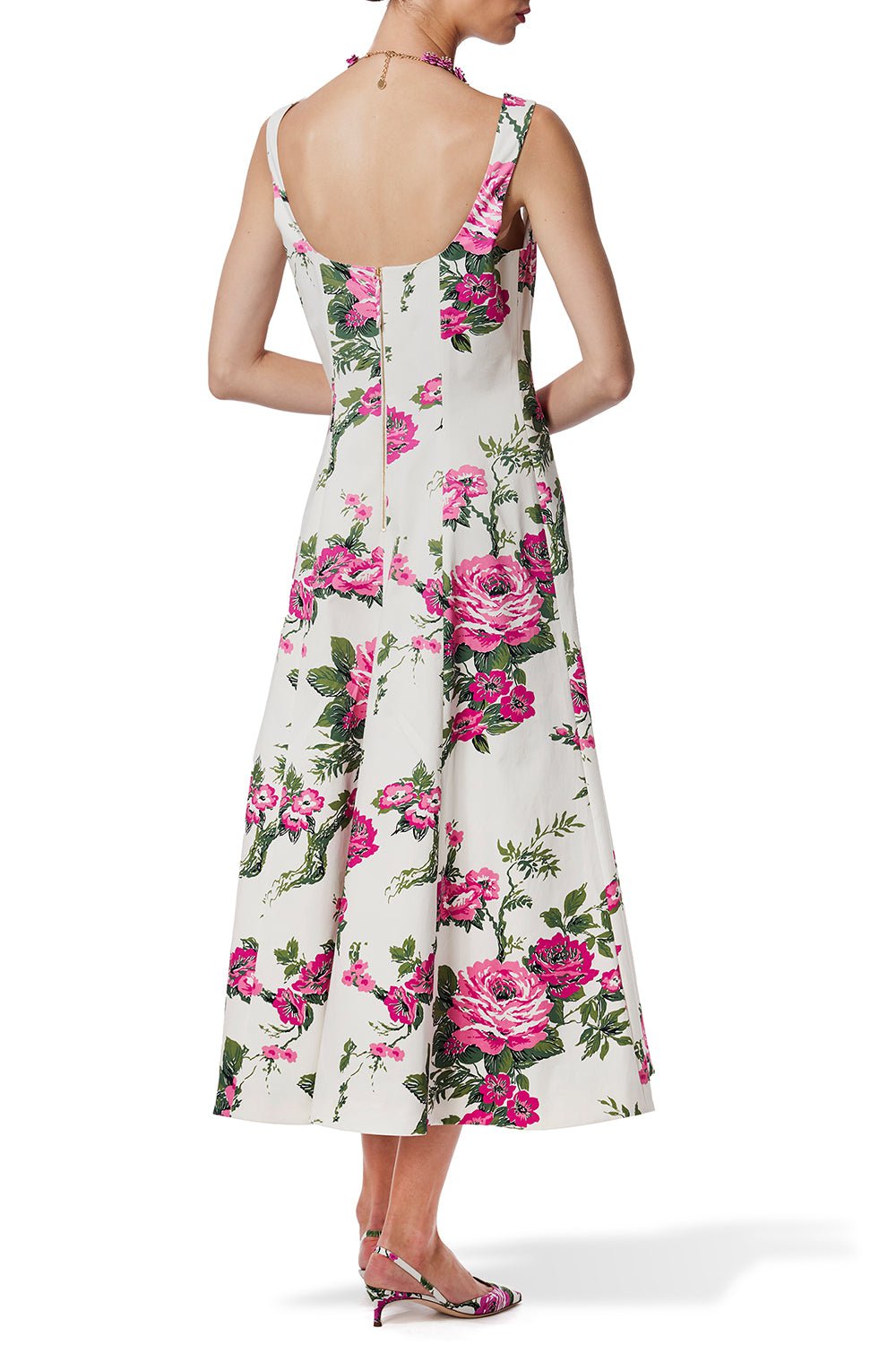 CAROLINA HERRERA-Square Neck Midi Dress-
