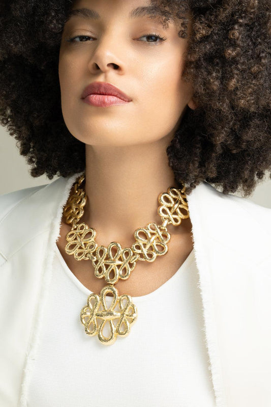 Triple Inifinty Hammered Necklace-YELLOW GOLD-JEWELRYFINE JEWELNECKLACE O-DAVID WEBB