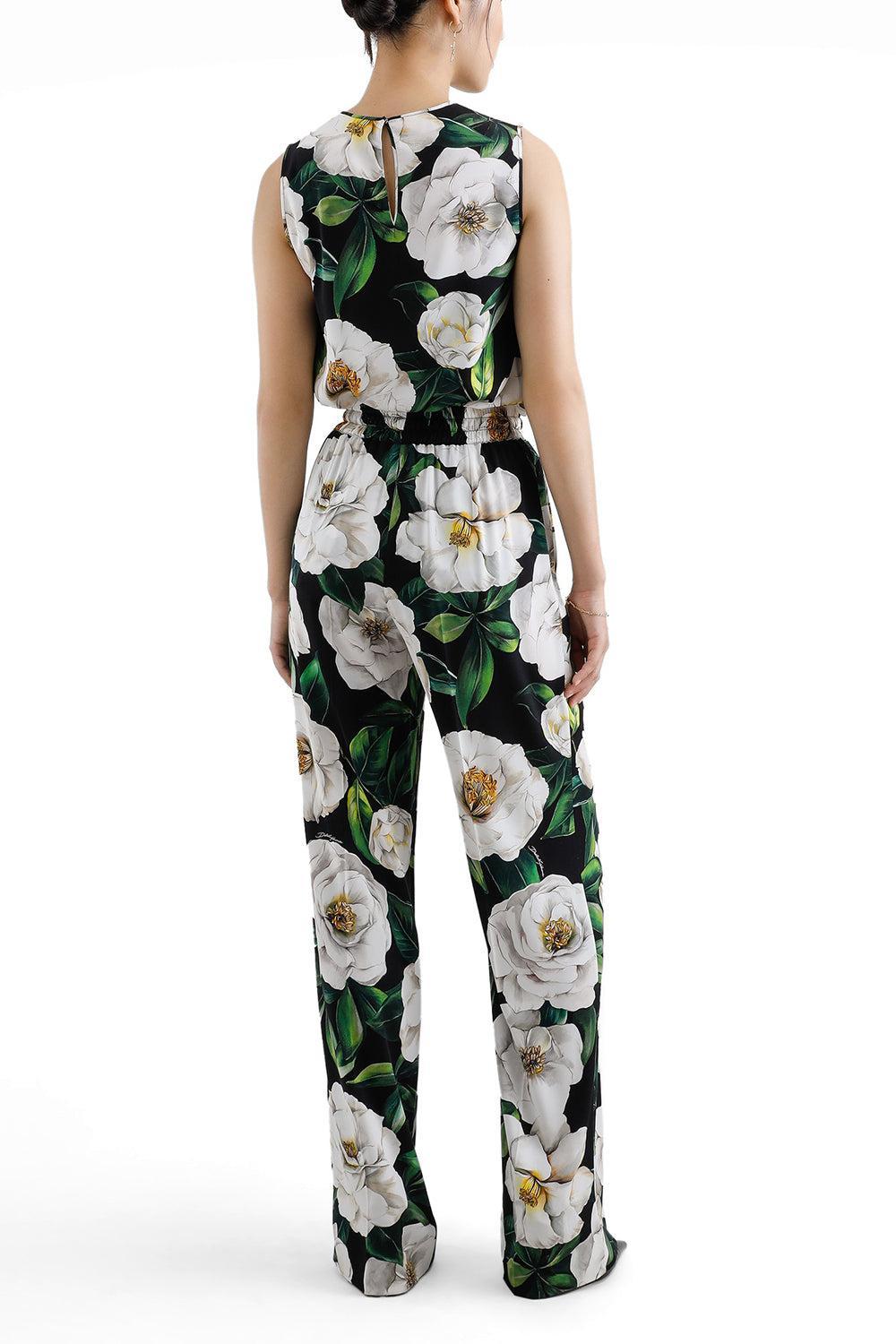GARDENIA TANK TOP-GARDENIA/NERO-40-CLOTHINGTOPTANK-DOLCE & GABBANA