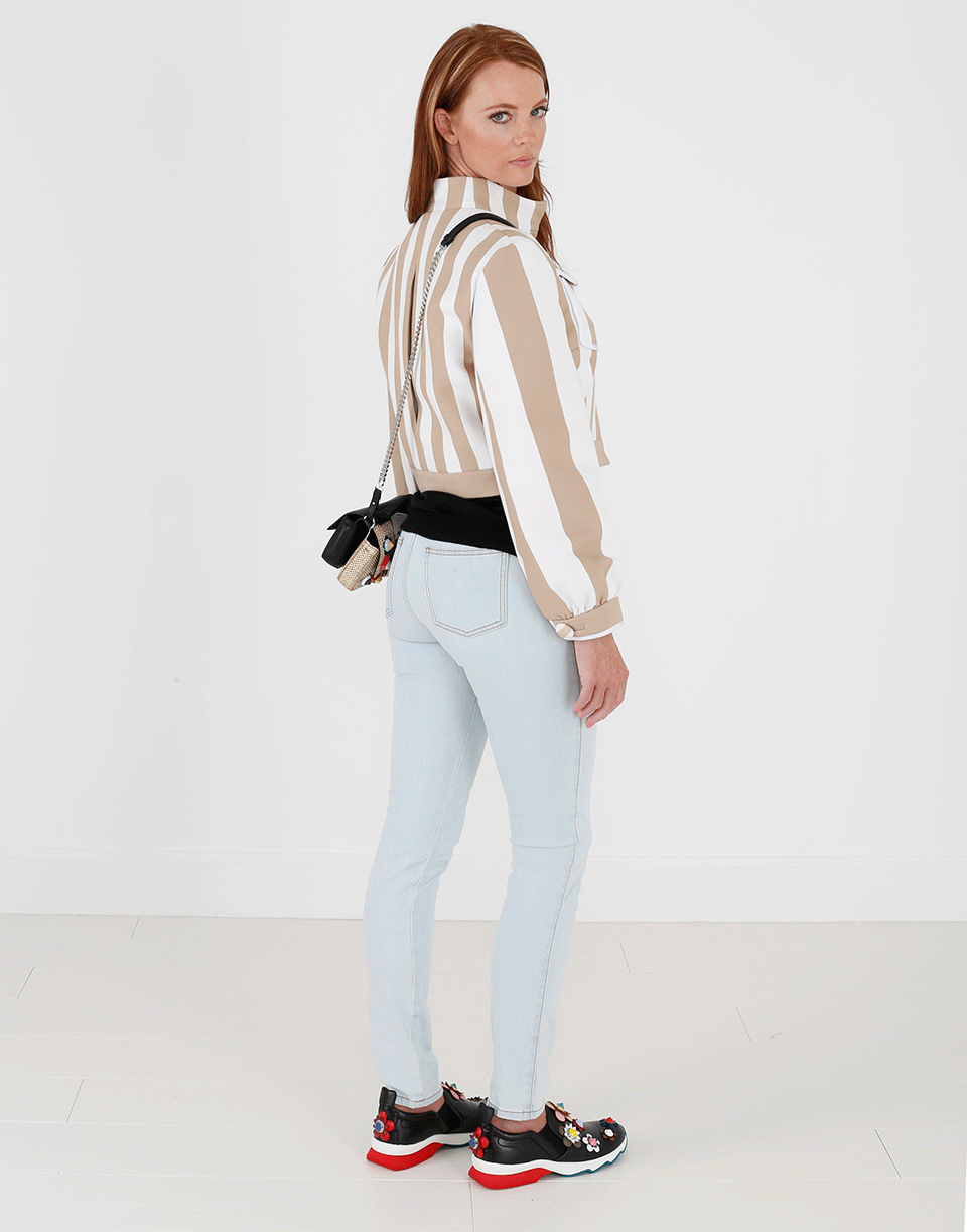 FENDI-Striped Cropped Jacket-BEIG/WHT