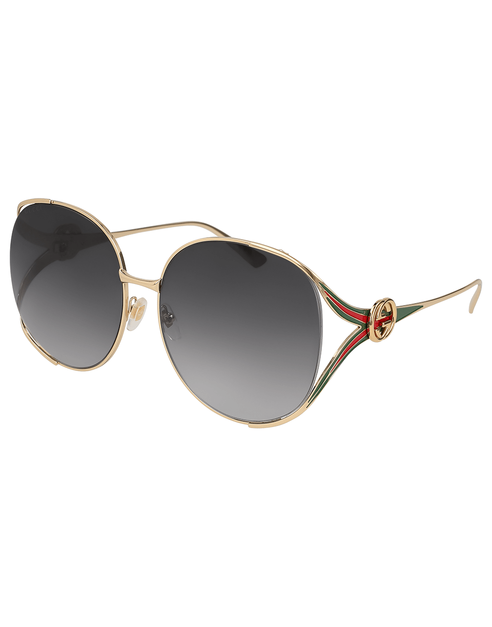 GUCCI-Grey Gradient Round Sunglasses-GOLD