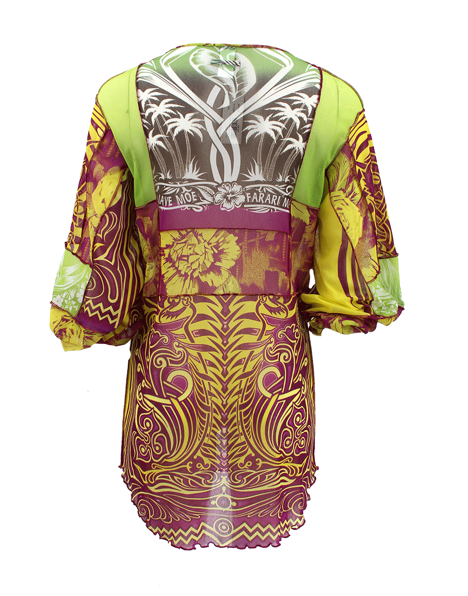 JEAN PAUL GAULTIER SOLIEL-Long Sleeve V-Neck Mixed Print Cover Up-