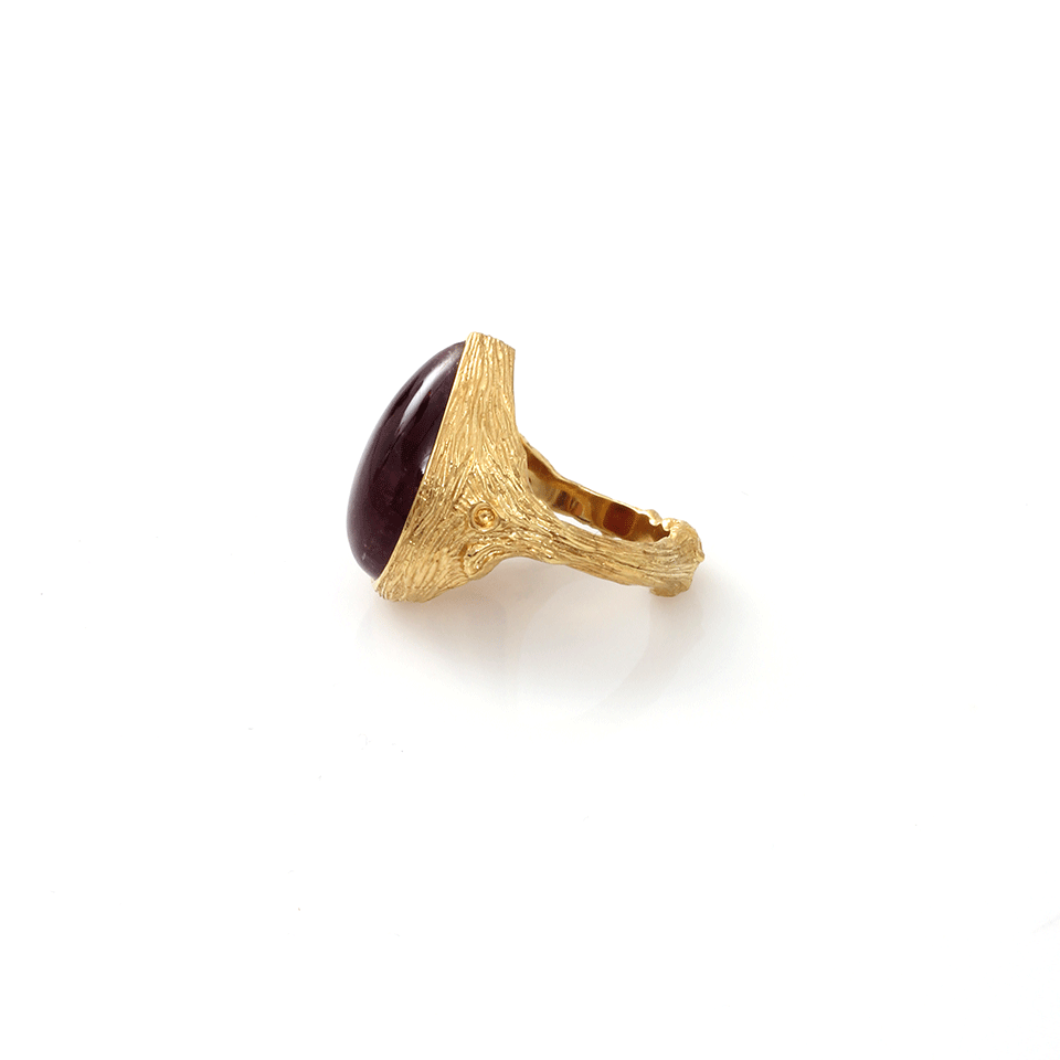 K. BRUNINI-Medium Twig Ring With Pink Tourmaline-YELLOW GOLD