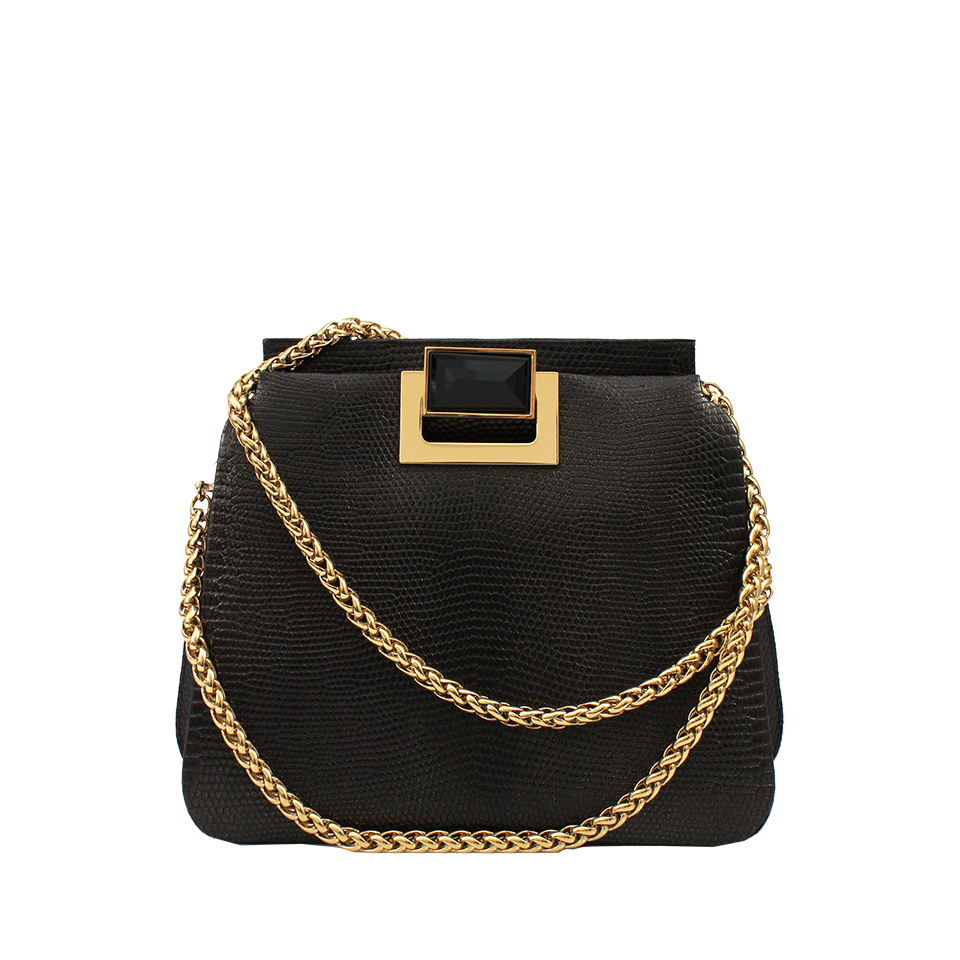 KARA ROSS-Two Handle Lizard Bag with Gold Hardware-COPPER
