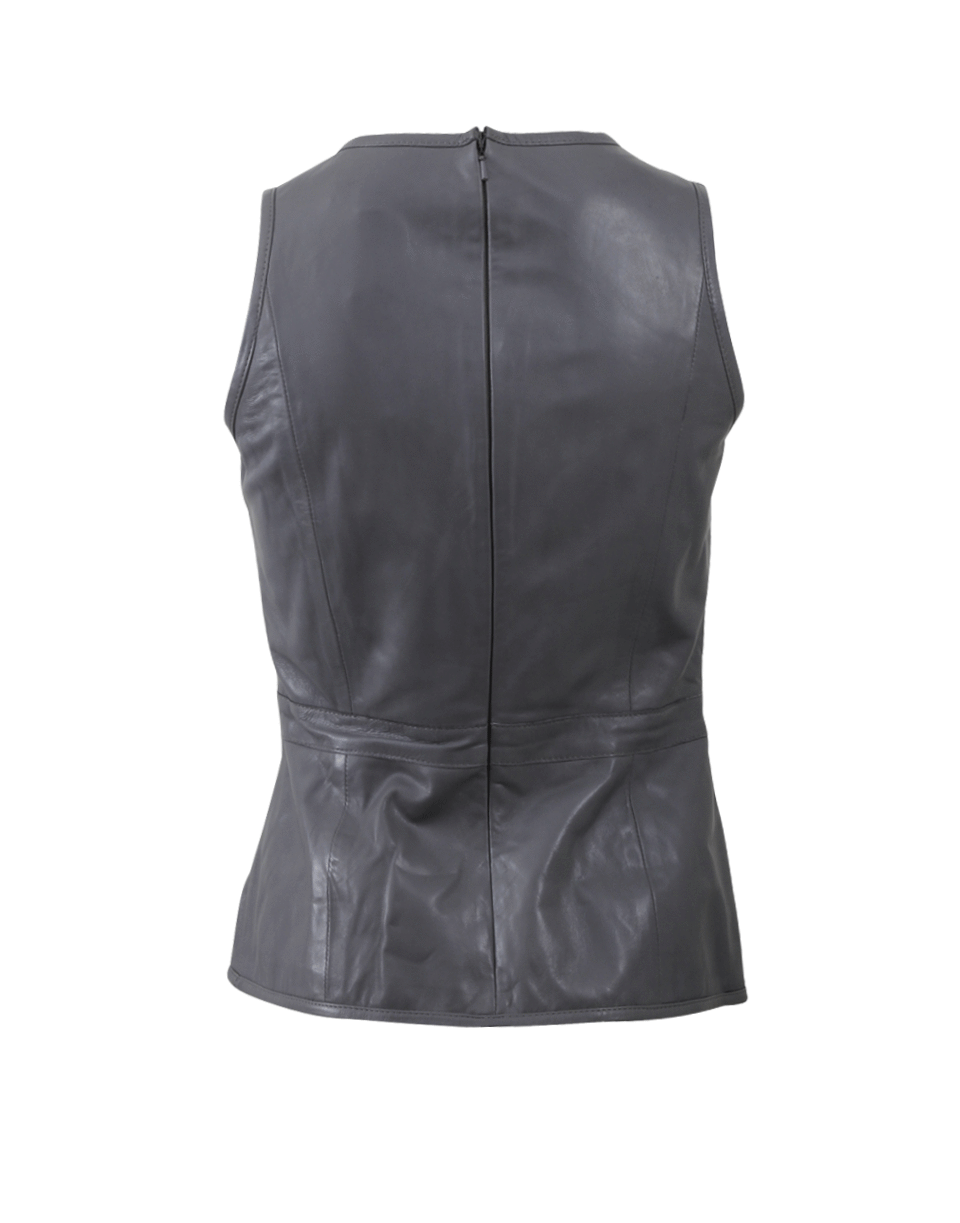 LAMARQUE-Leather V-Neck Top-