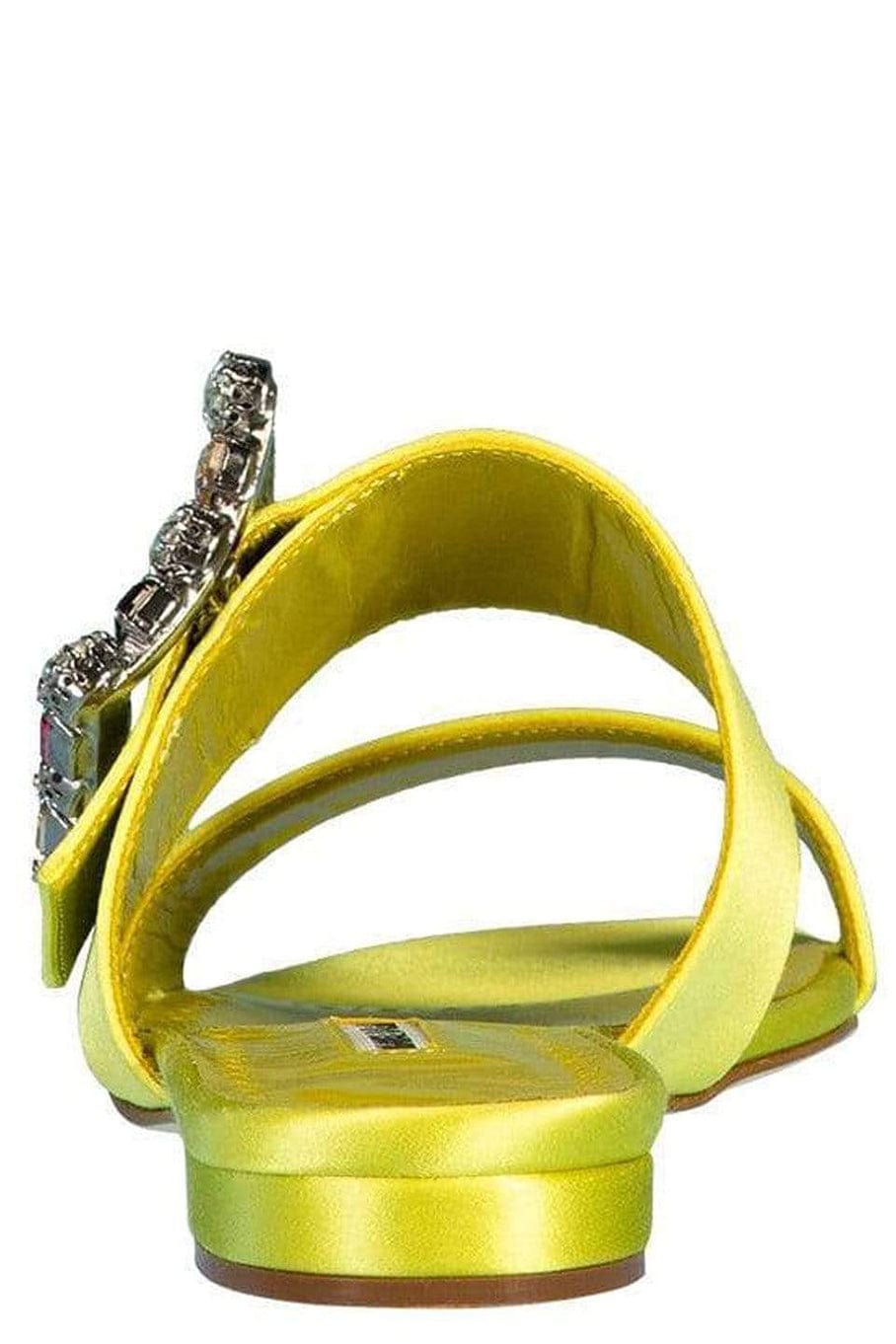 MANOLO BLAHNIK-Verda Crystal Buckle Flat Sandals-