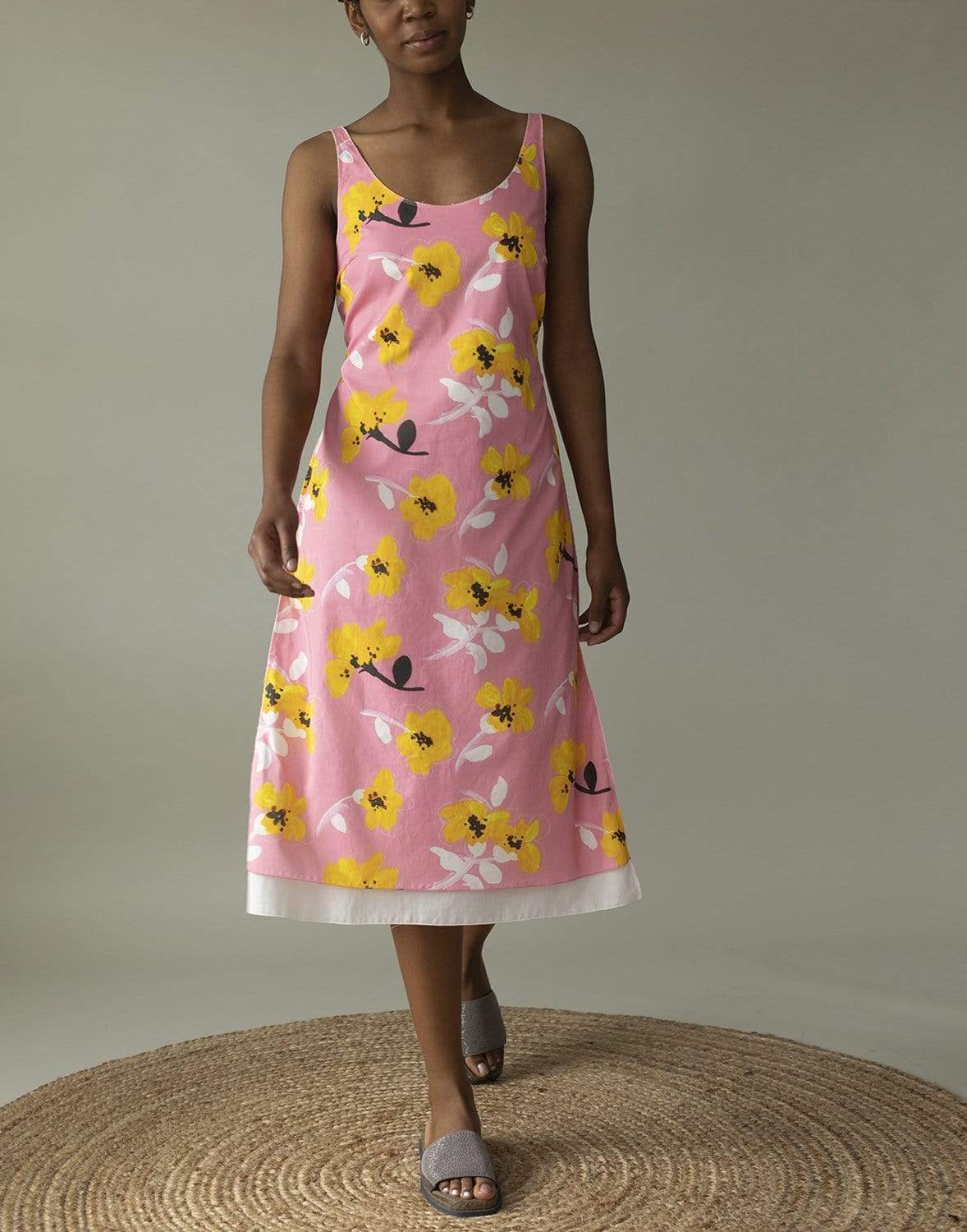 MARNI-Pink Sleeveless Floral Dress-