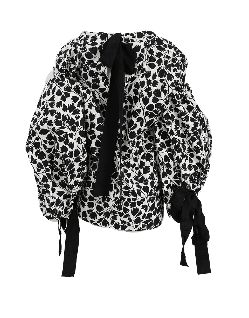 MARNI-Puff Sleeve Floral Top-BLK/WHT