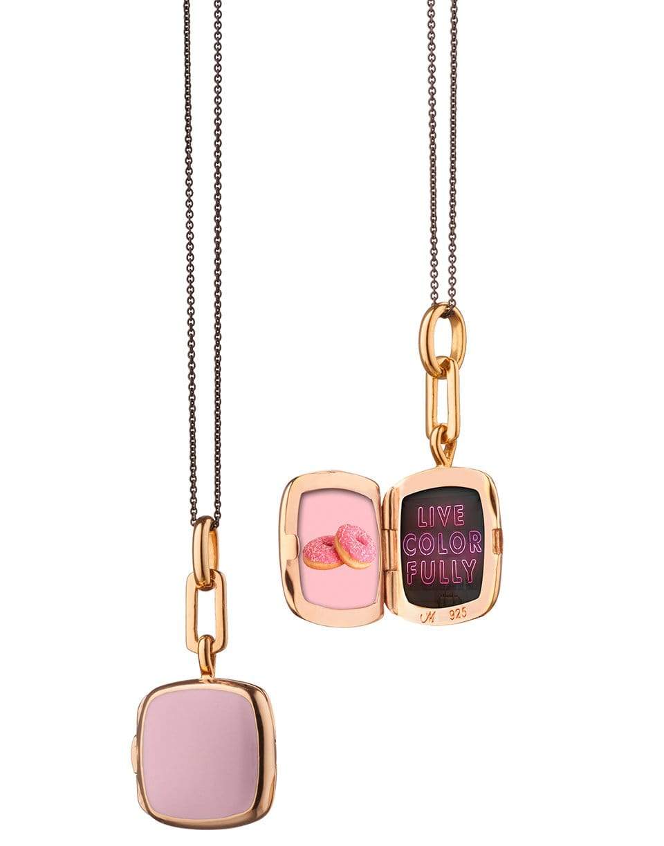 MONICA RICH KOSANN-Cushion Enamel Locket in Pink-