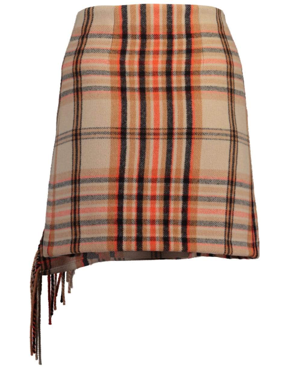 MSGM-Plaid Skirt With Fringe-