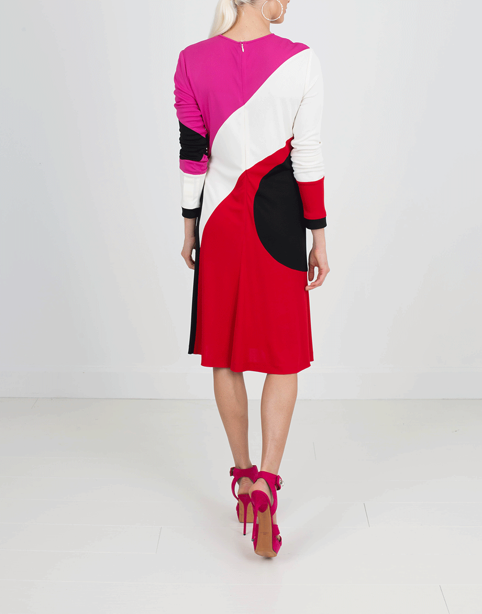 NAEEM KHAN-Colorblock Dress-IVRY/BLK