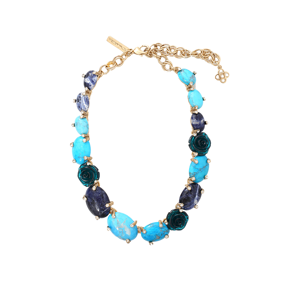 OSCAR DE LA RENTA-Resin Rose Necklace-BLU MULT