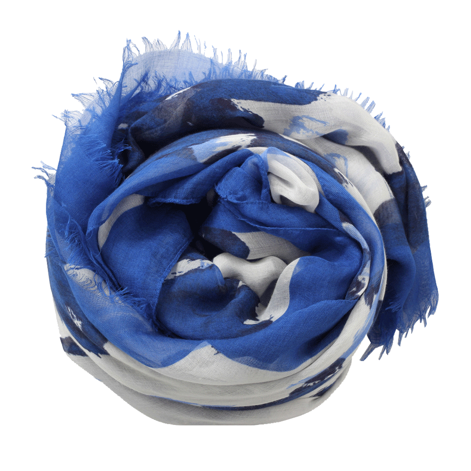 OSCAR DE LA RENTA-Watercolor Rose Scarf-BLUE