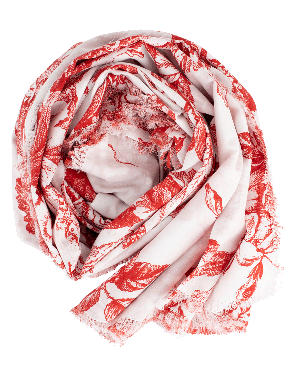 OSCAR DE LA RENTA-Floral Print Scarf-SCARLET