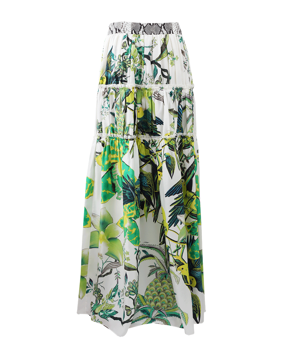 ROBERTO CAVALLI-Silk Tiered Maxi Skirt-