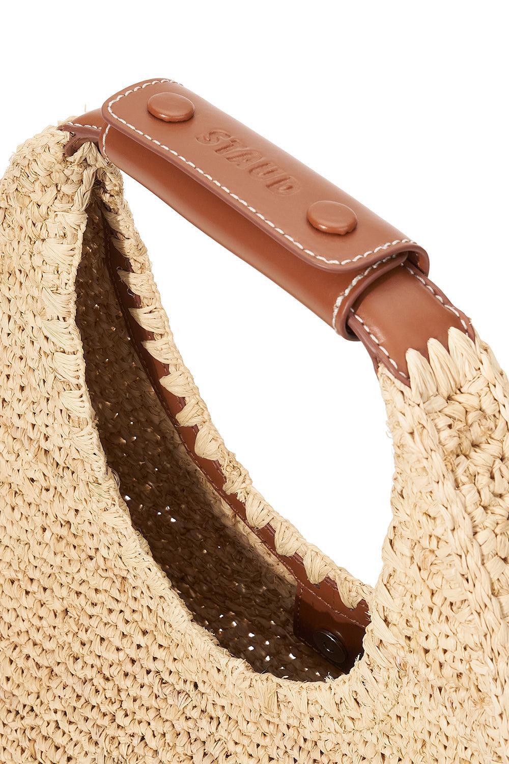 STAUD-Moon Bag - Raffia-NAT/TAN