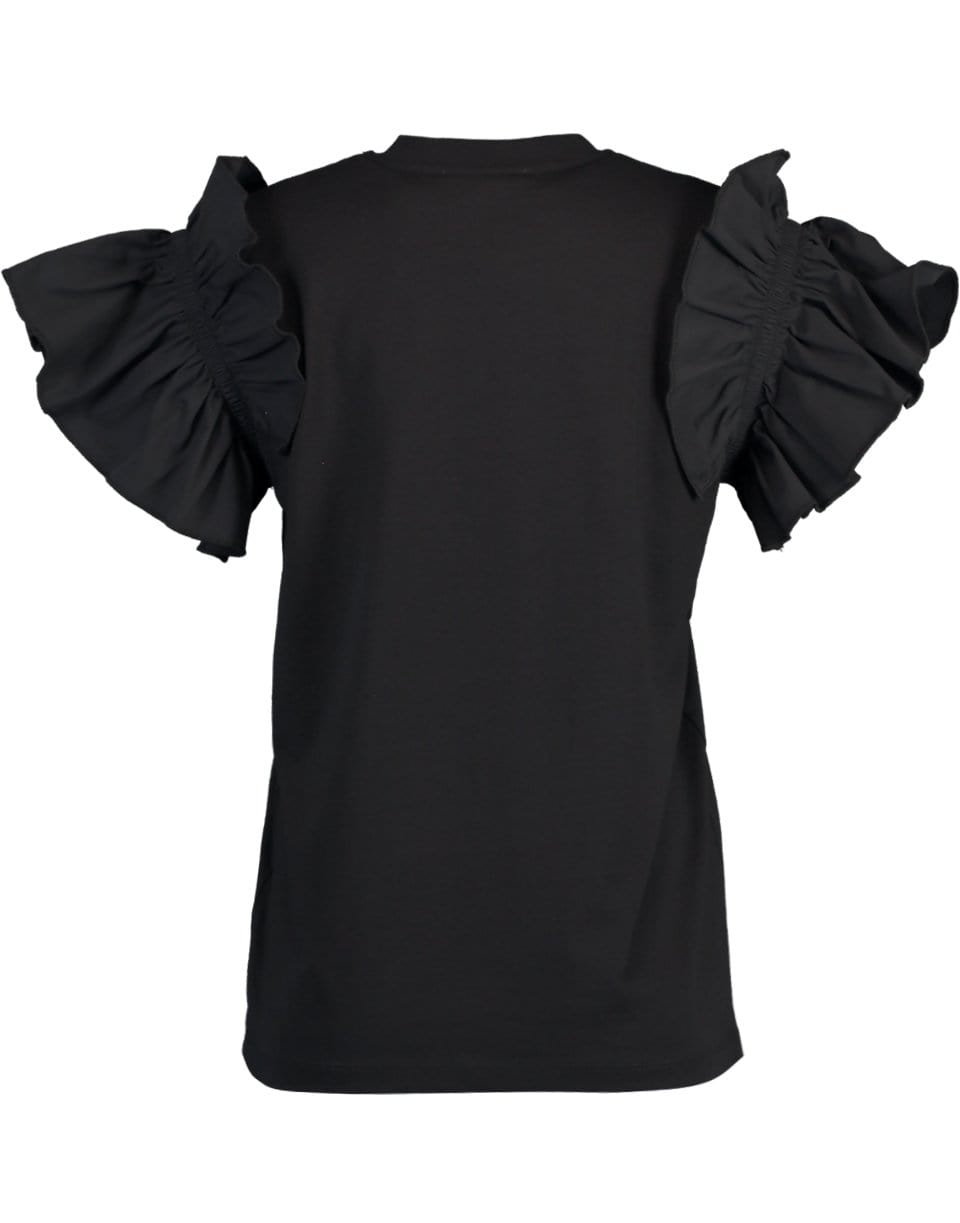 VICTORIA VICTORIA BECKHAM-Black Flute Sleeve T-Shirt-