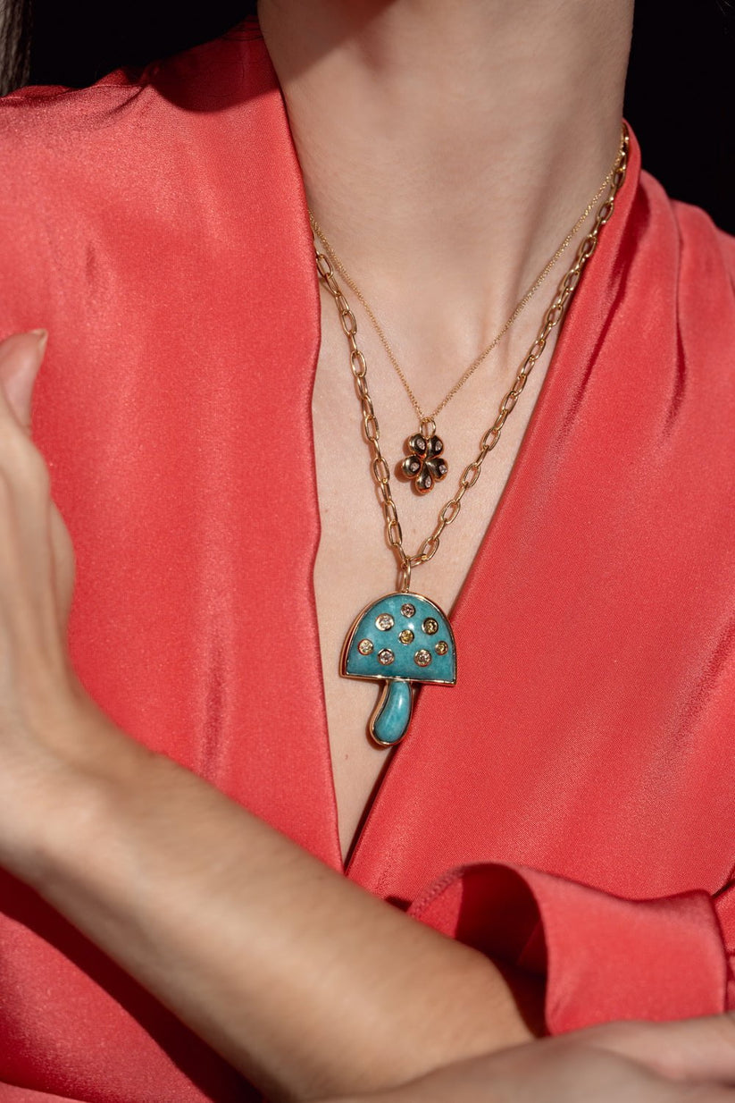 PIECE OF THE WEEK - BRENT NEALE LARGE AMAZONITE DIAMOND MUSHROOM NECKLACE