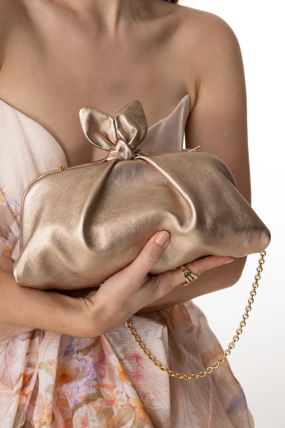 Bow Tie Clutch - Light Copper/Gold-LTCPPRGD-O/S-HANDBAGCLUTCHES-AQUAZZURA
