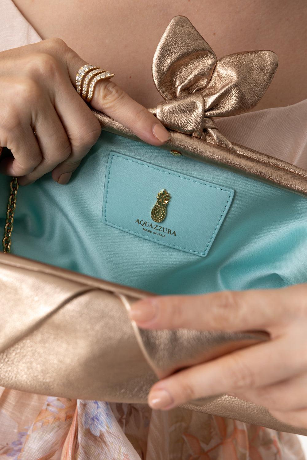 Bow Tie Clutch - Light Copper/Gold-LTCPPRGD-O/S-HANDBAGCLUTCHES-AQUAZZURA