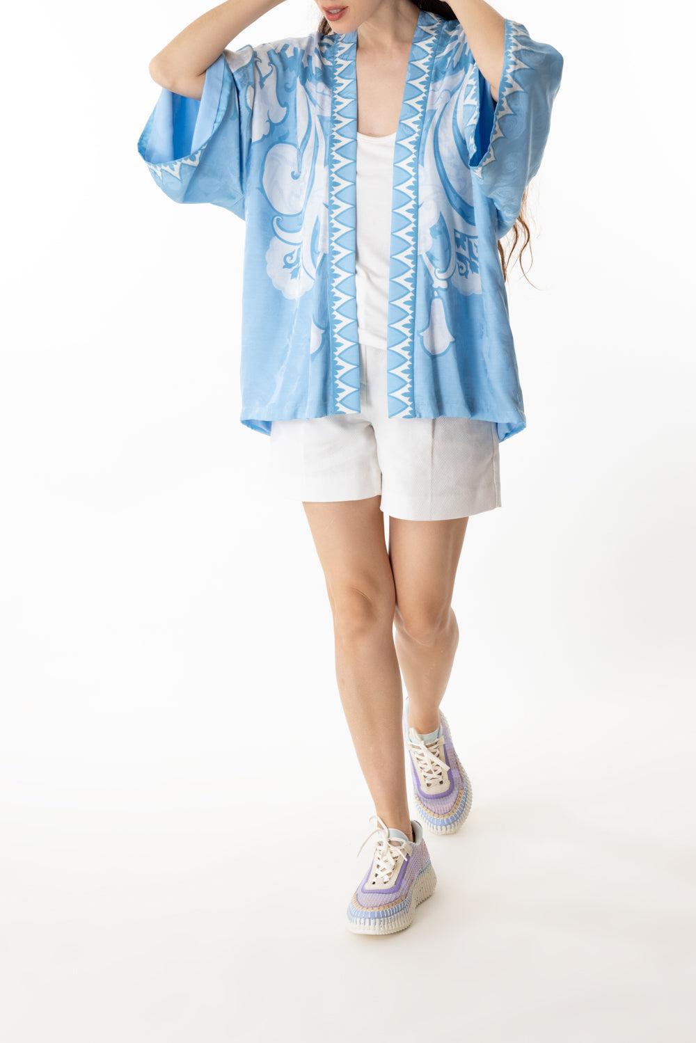 THREE QUARTER SLEEVE KIMONO-WHT/BLUE-S-CLOTHINGJACKETCASUAL-ETRO