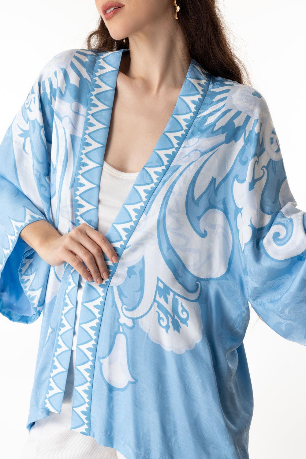 THREE QUARTER SLEEVE KIMONO-WHT/BLUE-S-CLOTHINGJACKETCASUAL-ETRO