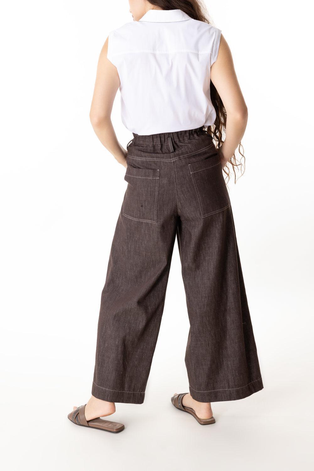 Pleated Crop Pant-CHOCOLAT-XS-CLOTHINGPANTCROPPED-BRUNELLO CUCINELLI