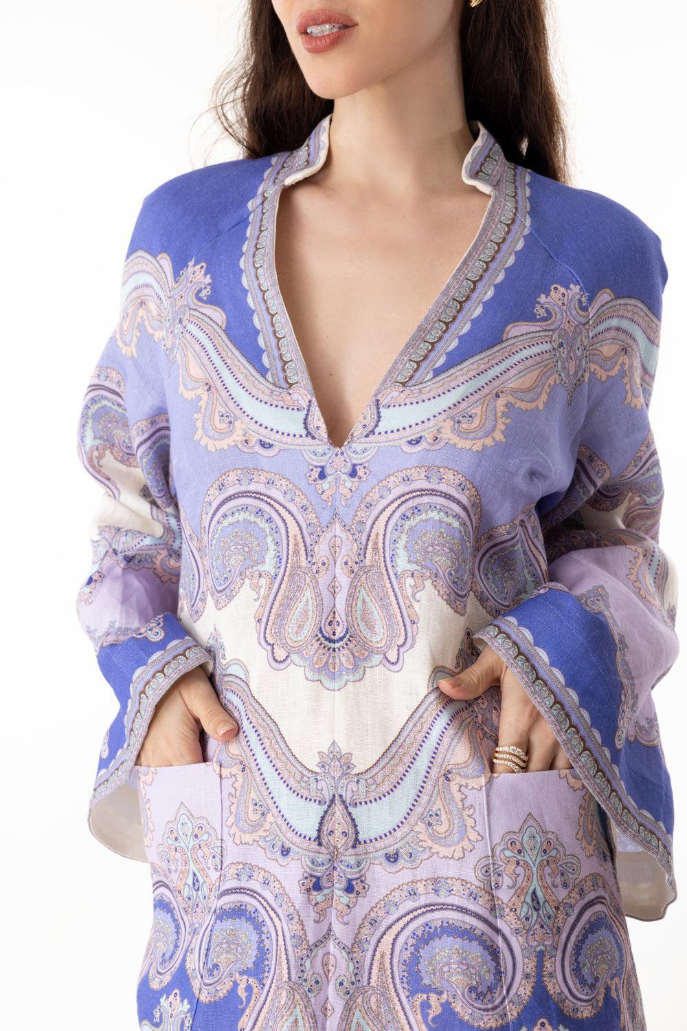 Maxine Tunic Dress-CORNFLOWR-0-CLOTHINGDRESSCASUAL-ZIMMERMANN