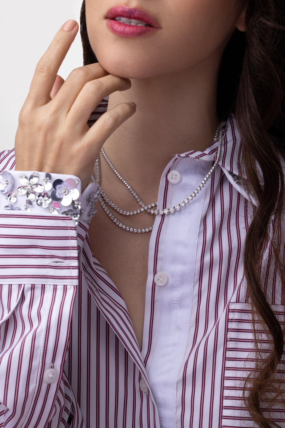 Diamond Tennis Necklace-WHITE GOLD-16.5-JEWELRYFINE JEWELNECKLACE O-BAGGINS