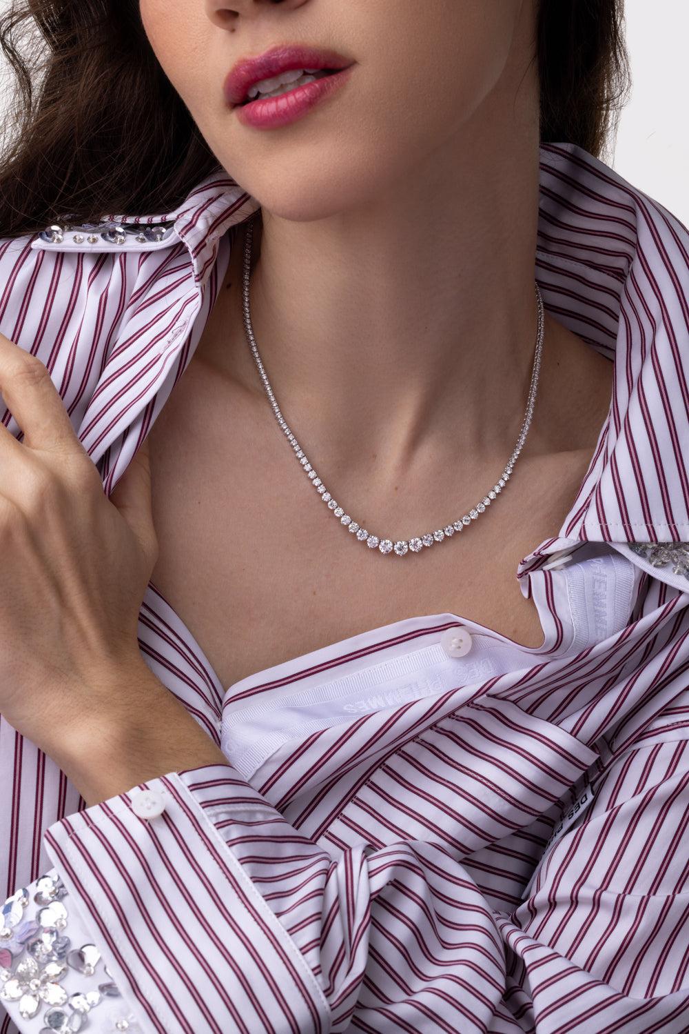 Diamond Tennis Necklace-WHITE GOLD-JEWELRYFINE JEWELNECKLACE O-BAGGINS