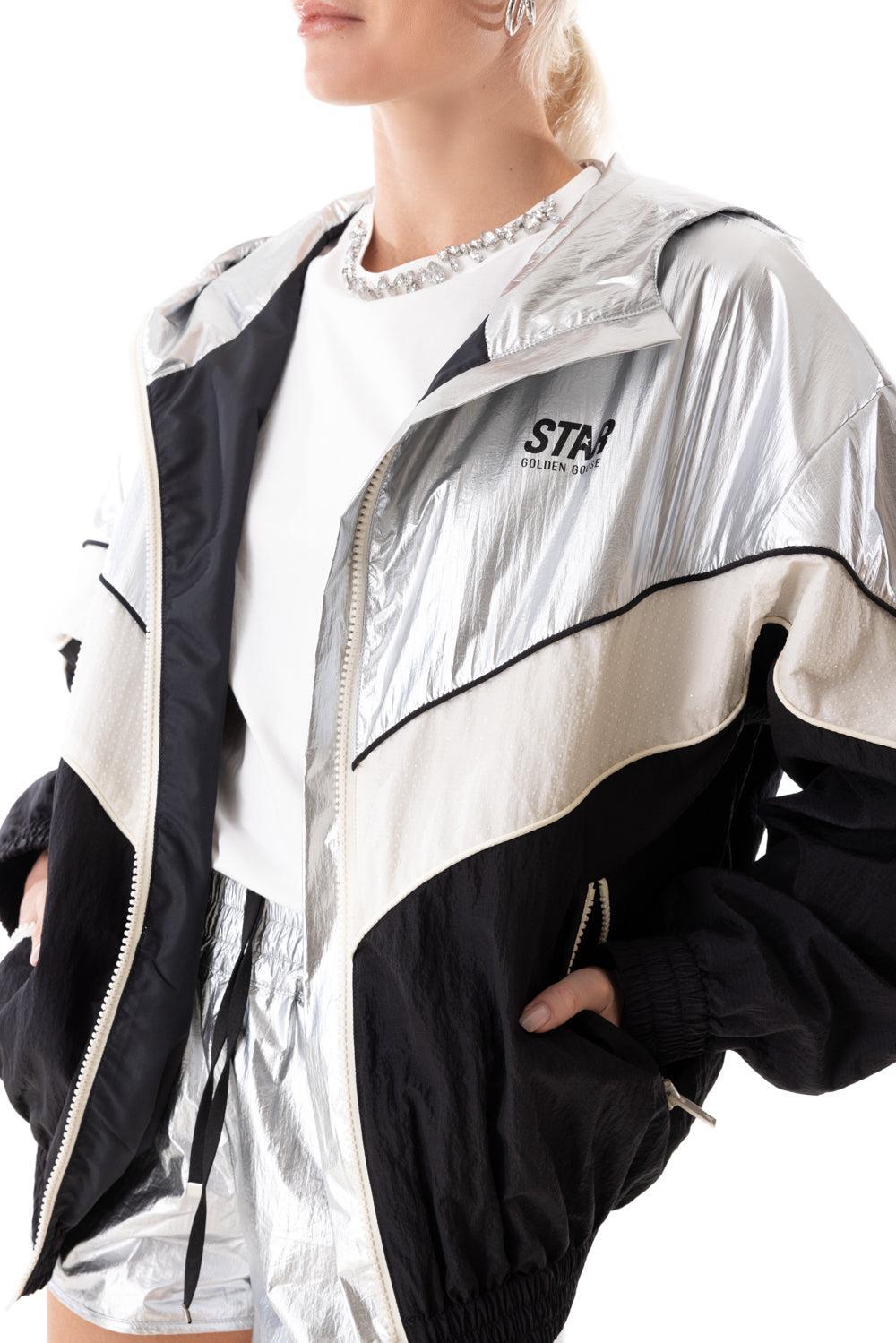Star W's Letizia Windbreaker-BK/SL/WH-38-CLOTHINGJACKETCASUAL-GOLDEN GOOSE