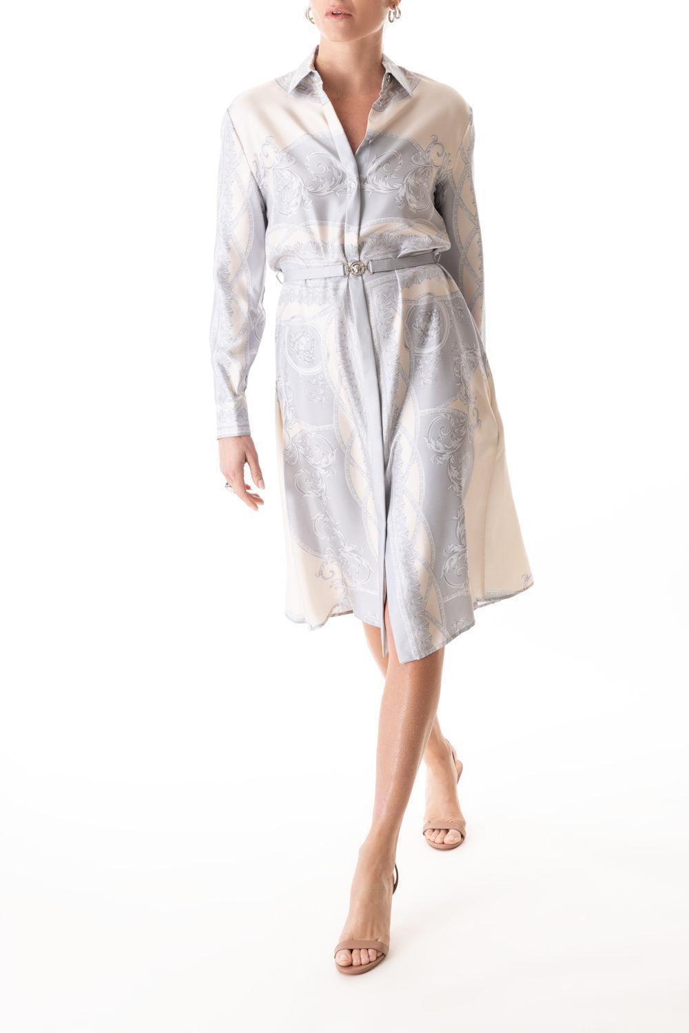 La Coupe des Dieux Shirt Dress-GRY/CHMP-36-CLOTHINGDRESSCASUAL-VERSACE