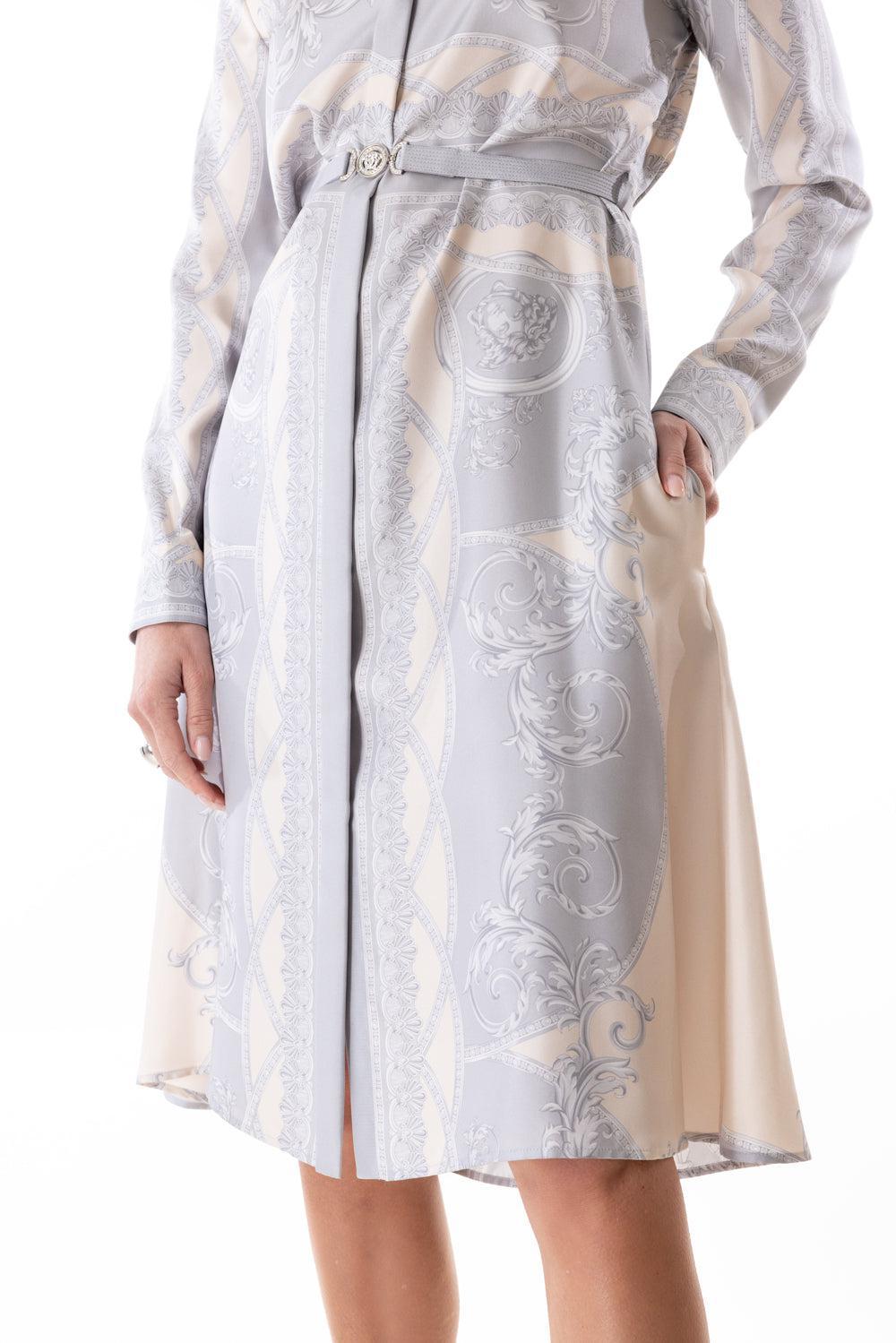 La Coupe des Dieux Shirt Dress-GRY/CHMP-36-CLOTHINGDRESSCASUAL-VERSACE