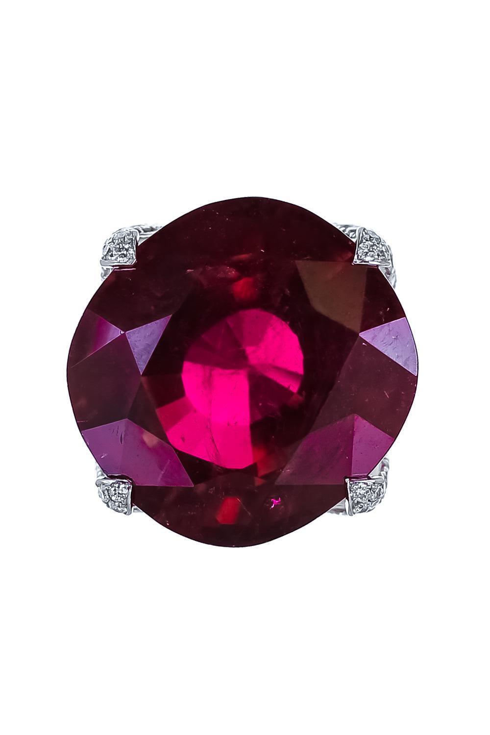 Rocky Crystal Ruby Flower Ring-WHITE GOLD-6.5-JEWELRYFINE JEWELRING-PIRANESI