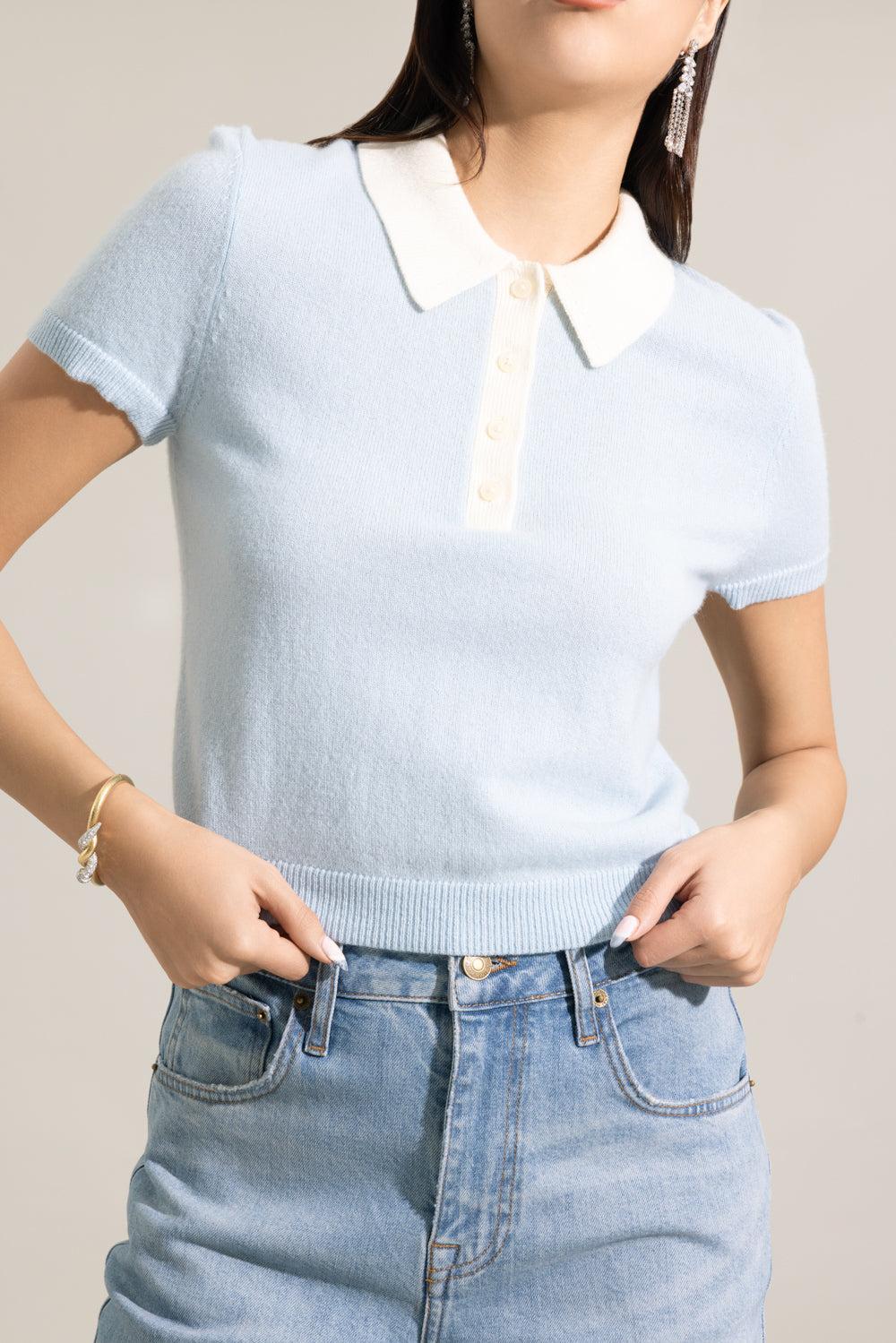 Sanders Polo Top-SKY-XS-CLOTHINGTOPKNITS-SIMKHAI
