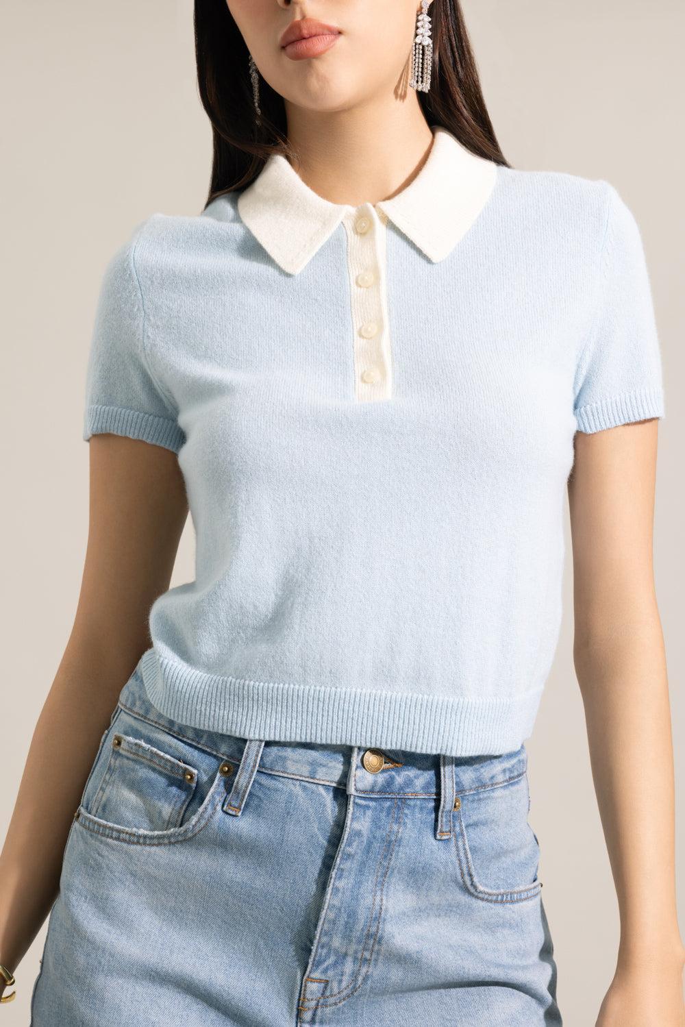 Sanders Polo Top-SKY-XS-CLOTHINGTOPKNITS-SIMKHAI