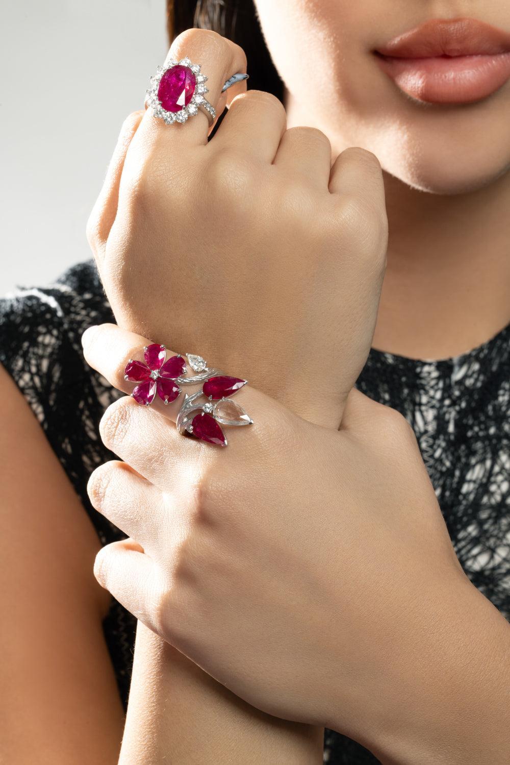 Ruby Diamond Surrounding Ring-PLATINUM-6-JEWELRYFINE JEWELRING-PIRANESI