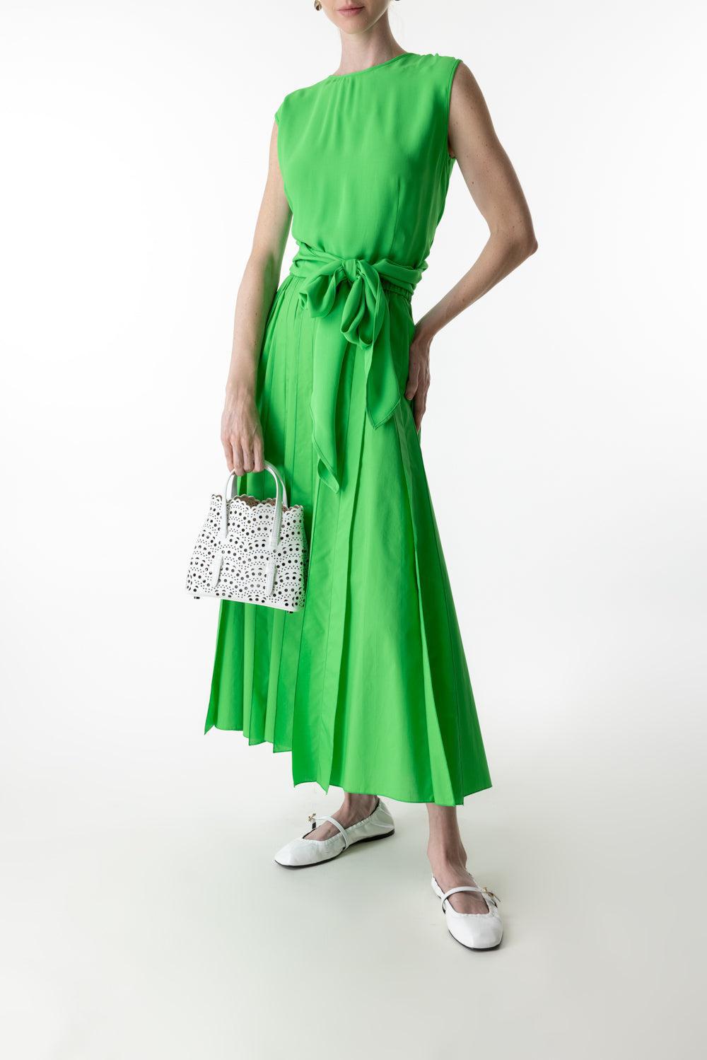 Flared Midi Skirt-GREEN-40-CLOTHINGSKIRTMIDI-MANTU