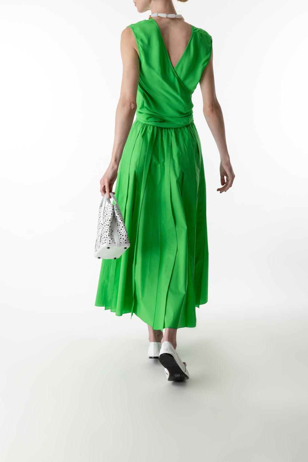 Sleeveless Wrap Tie Blouse-GREEN-40-CLOTHINGTOPBLOUSE-MANTU