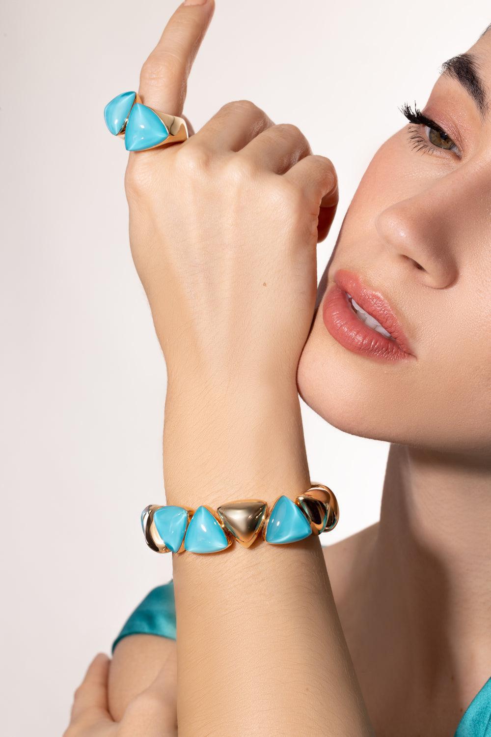 Rock Crystal Turquoise Bracelet-ROSE GOLD-JEWELRYFINE JEWELBRACELET O-VHERNIER