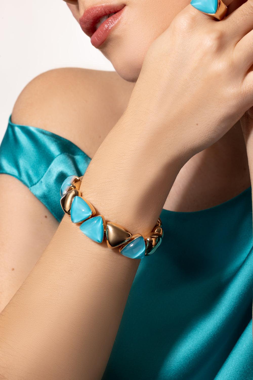 Rock Crystal Turquoise Bracelet-ROSE GOLD-JEWELRYFINE JEWELBRACELET O-VHERNIER