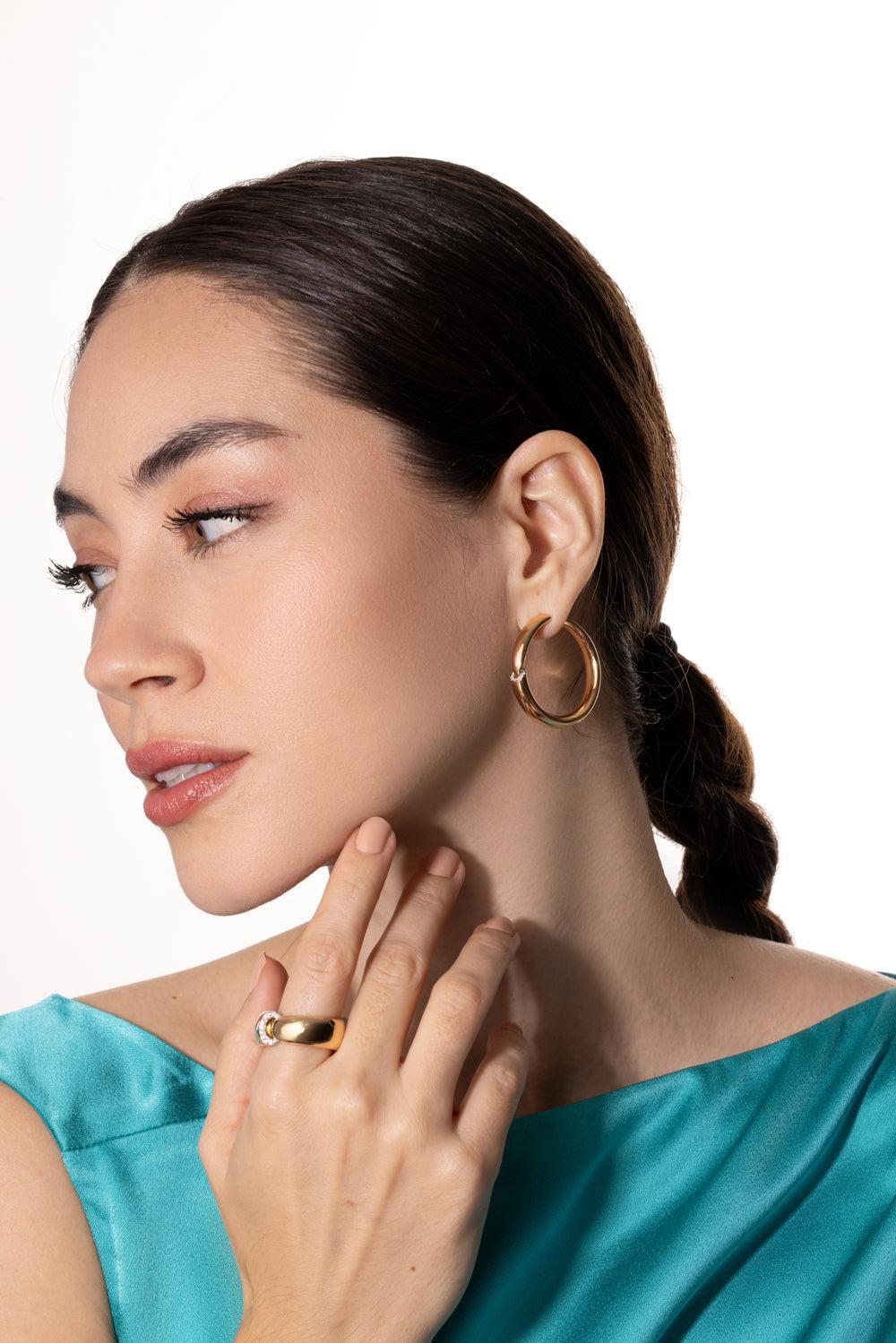 Diamond Dial Hoop Earrings-ROSE GOLD-JEWELRYFINE JEWELEARRING-VHERNIER