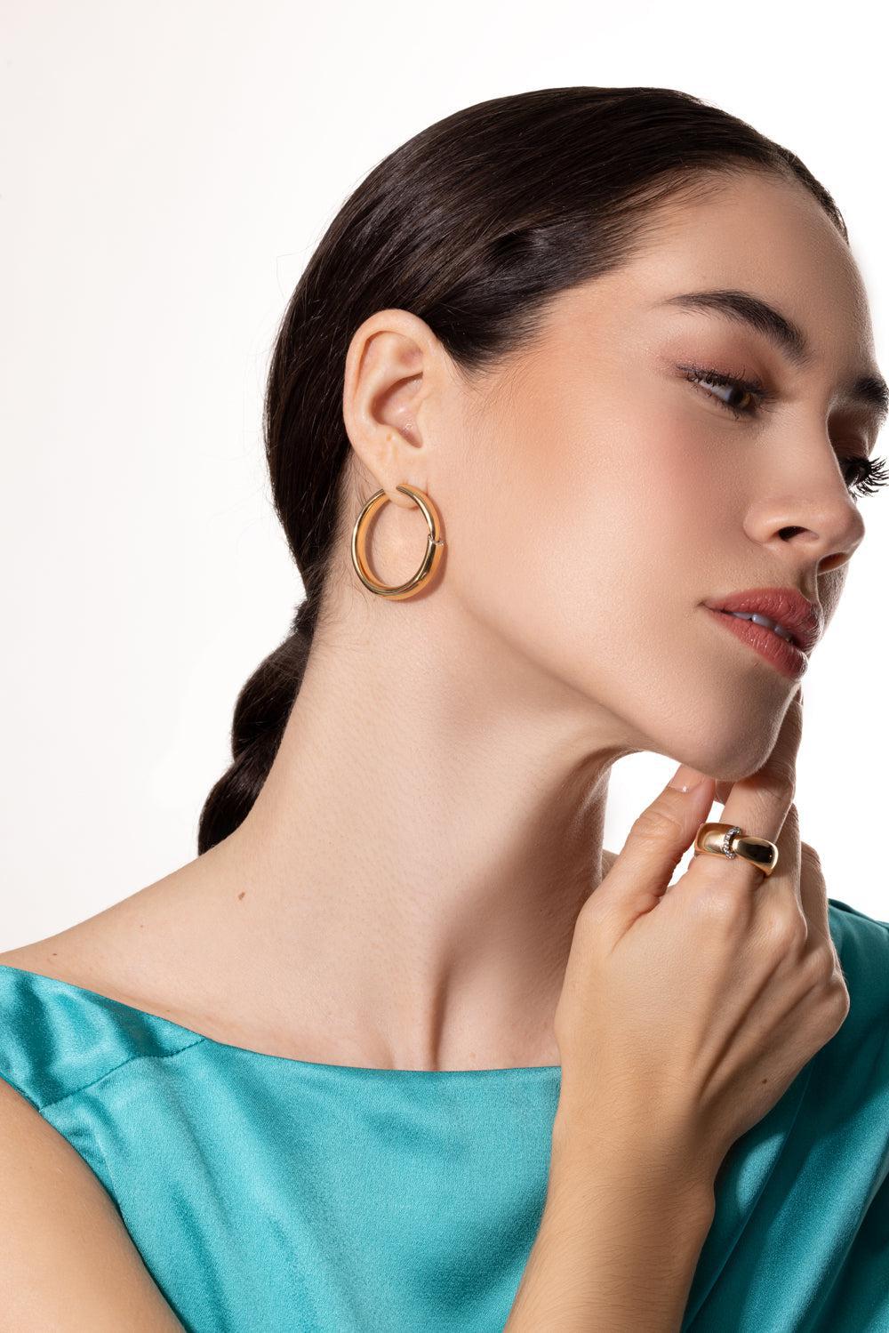 Diamond Dial Hoop Earrings-ROSE GOLD-JEWELRYFINE JEWELEARRING-VHERNIER