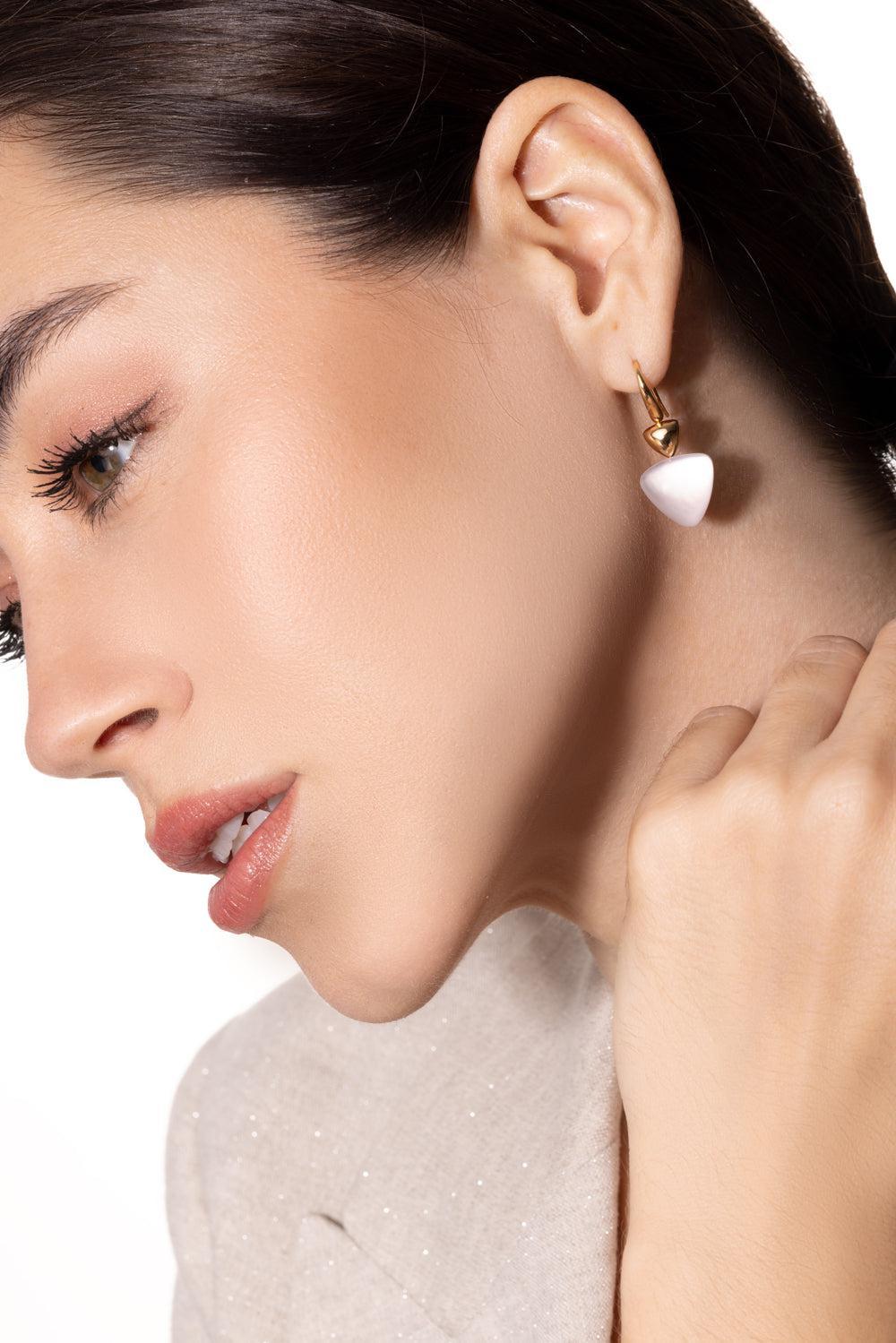 Rock Crystal Mother of Pearl Earrings-ROSE GOLD-JEWELRYFINE JEWELEARRING-VHERNIER
