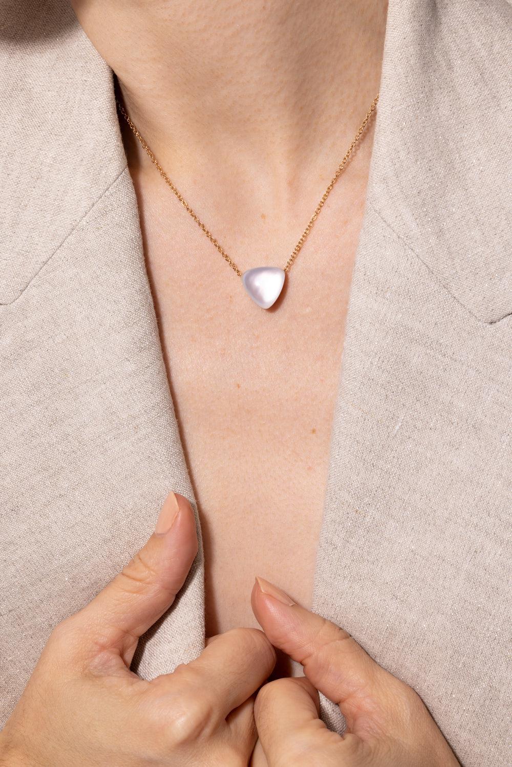  Rocky Crystal Mother of Pearl Pendant Necklace-ROSE GOLD-JEWELRYFINE JEWELNECKLACE O-VHERNIER 